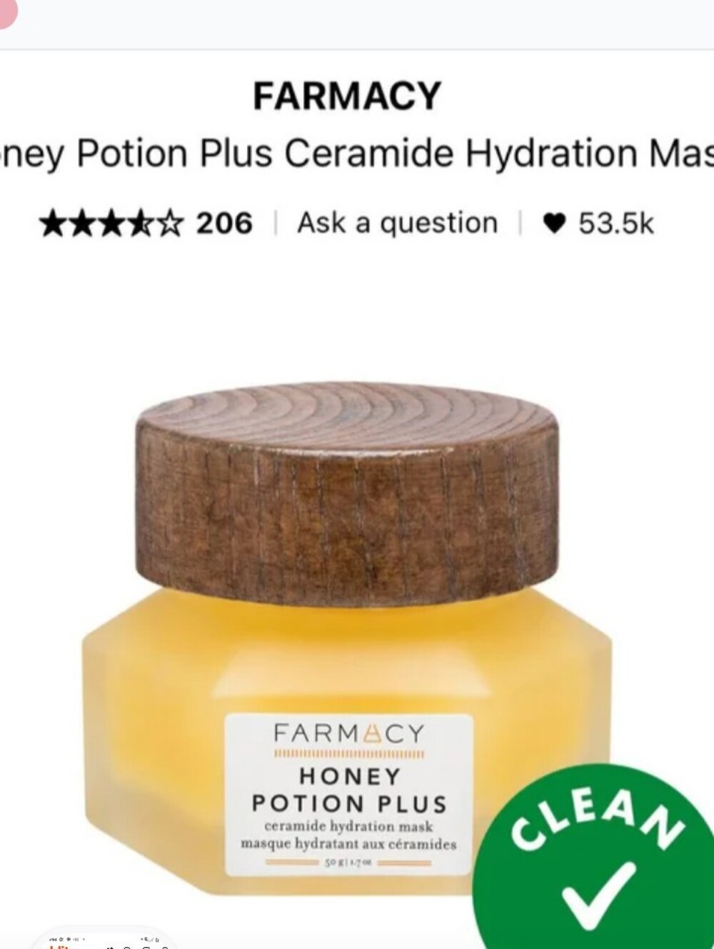 Farmacy Honey Potion Plus Ceramide Hydration Mask - Amber Yellow
